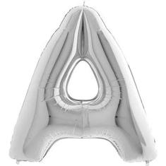 Balão Metalizado Prata Letra A - 1 Metro