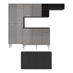 Cozinha Completa C/ Aparador Multimóveis Preta/lacca Fumê