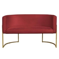 Namoradeira 2 Lugares Decorativa Luana Base Gold Veludo Vermelho - Montanaris Decor