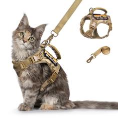 nanappice Peitoral tático para gatos à prova de esacope, colete grande de malha macia ajustável para gatos com alça de borracha fácil de controlar, adesivos Molle