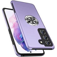 PELEPUES Capa à prova de choque para Samsung Galaxy S21 5G, [capa de câmera embutida] capa de telefone de grau militar com suporte de anel de metal embutido [suporte magnético para carro] para S21,