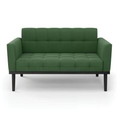 Sofá Namoradeira 2 Lugares Base De Madeira Preto Elisa Suede D03 - D`rossi Cor Verde