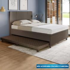 Base Box Casal com Cama Auxiliar com colchão conjugado material sintét