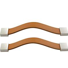 Kelendle Puxadores de Armário de Couro Genuíno Puxadores de Gaveta Puxadores de Guarda-Roupa com Parafuso (Cabeça Prata/Distância do Furo: 5,04 polegadas)