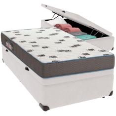 Cama Box Baú Branco E Colchão Light Espuma D33 Solteiro Ortobom