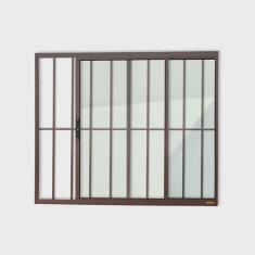 Janela Confort 2 Folhas com Grade Vidro Liso 80cm x 100cm Brimak