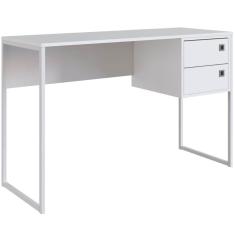Mesa De Computador Escrivaninha Com Gaveta em Branca 120cm Placa e Ponto Estrutura em Metal