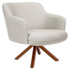 Poltrona Decorativa Giratória Base Giromad Madeira Jade C-107 Linho Bege - Domi