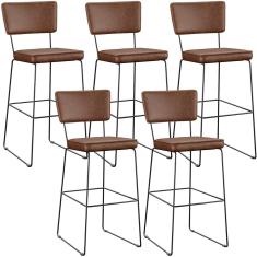 Kit 05 Banqueta Alta Cozinha Sala De Jantar Fixa Allana L02 Couríssimo Marrom - Lyam Decor