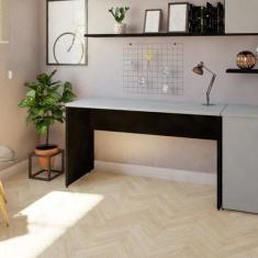 Escrivaninha Mesa Escritório 150cmx47cm 150cm Preto E Cinza Cristal - 