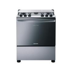 Fogão Brastemp 5 Bocas Cor Inox Com Botões Removíveis E Exclusivo Aro 