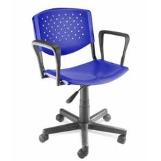 Cadeira Giratória Com Braços Linha Polipropileno Atenas Azul - Design