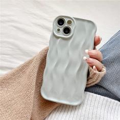 Capa de telefone de silicone com padrão de onda 3D de luxo para iPhone 14 13 12 11 Pro Max 14 Pro Max Water Ripple Soft TPU Back Cover, verde leitoso, para iphone 13Pro Max