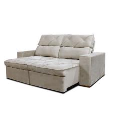 Estofado Cheer Solar 3 Lugares Assento Retrátil e Encosto Reclinável Gralha Azul - Bege