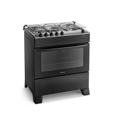 Fogão 5 Bocas Preto com Mesa Inox Atlas Mônaco Top Bivolt