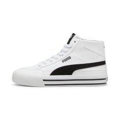 PUMA Court Classic Vulc Mid Tênis masculino, branco-preto, 38, Branco/preto, 46