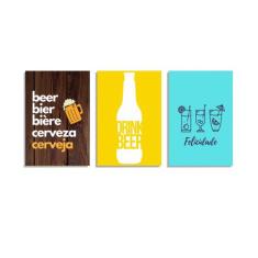 Quadro Decorativo Bebidas Cerveja Churrasco Kits 3 Uni 036 - Create Co