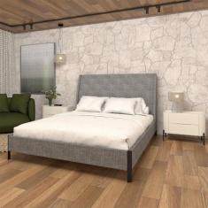 Cama com Cabeceira Queen Sob Medida e 2 Mesas 100% MDF - Casa Lar Dorm
