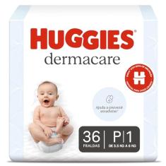 Fralda Huggies Premium Dermacare Tamanho P - 36 Fraldas Premium com tecnologia Avançada para Pele Sensível do bebê que ajuda previnir assaduras
