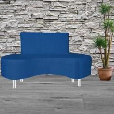 Sofá 2 Lugares Feijão Organico Pes Metal Cromados 140cm Marinho