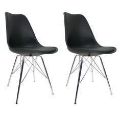 Conjunto com 2 Cadeiras Tower Cromado e Preto