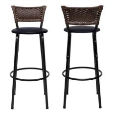 2 banquetas Conjunto Para Bancada Alta Cozinha Encosto Balcão American