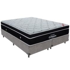Cama Box Cinza E Colchão Elegant Molas Ensacadas King Ortobom