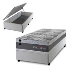 Conjunto Box Baú Sheffield Cinza 88x188x72 c/ Molas Ensacadas - King H