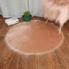 Tapete Redondo Em Pelucia Pelo Alto De 7cm Sem Forro - 150cm - S DECOR