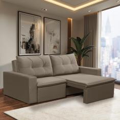 Sofá Retrátil 2 Lugares 1,80m Luna Suede Cappuccino Adonai Estofados