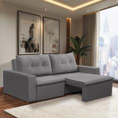 Sofá Retrátil 2 Lugares 1,80m Luna Suede Cinza Adonai Estofados
