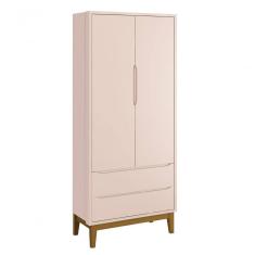 Guarda-roupa Retrô 2 Portas Classic New Rosa Fosco Com Madeira - Moveisaqui
