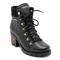 Bota Coturno Pegada Feminina 281321 Couro Preta-Feminino