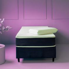 Cama Box com Colchão Viúva Firme Mola Ensacada e Travesseiro Soft Nasa Guldi Azul