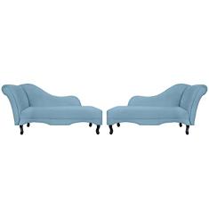 Kit 02 Recamier Namoradeira Divã Lado Direito e Esquerdo Olivia Suede Azul Turquesa - DS Estofados