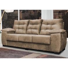 Sofá Luxemburgo 3 Lugares 2,02m Tecido Suede Castor