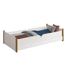 Cama Evolutiva Ravi com Pés Amadeirado, 2 Kits Grade Lateral Lisa e Colchão D20 - Reller Móveis