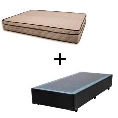 Cama Box Solteiro 88 Tecido Sintético Preto Com Colchão Polônia Bello Box - D28 65x88x188