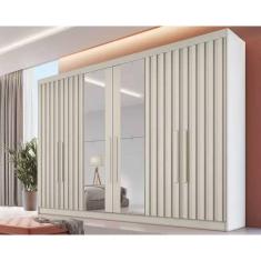 Guarda Roupa Casal 6 Portas C- 4 Ripadas E 6 Gavetas C-2 Espelhos Potente Off White - Europa