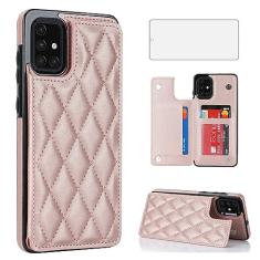 Asuwish Capa de telefone para Samsung Galaxy A51 5G/A 51 5G UW Verizon Capa carteira com protetor de tela de vidro temperado e suporte de cartão de crédito RFID de couro acessórios para celular 51A G5