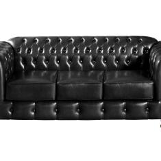 Sofá Chesterfield Luís Xv 3 Lugares Retrô Decoração Preto