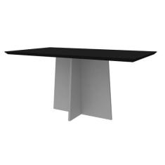 Mesa De Jantar Para 6 Lugares 1,60m Tampo De Madeira Com Vidro Colado 