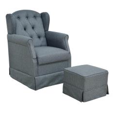 Poltrona de Amamentação com Balanço e Puff Chumbo Mpozenato