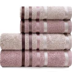 Jogo de Toalhas 4 Peças Banhão Gigante + Rosto Fio Penteado Lumina Karsten - Emcompre