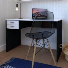 Escrivaninha Mesa Escritório 100cmx47cm 2 Gavetas 100cm Preto E Branca