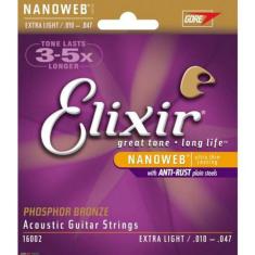 Enc. 010 extra light phosphor bronze p/violao aco 16002 elixir