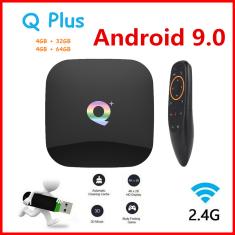 Q plus caixa de tv inteligente android 9.0 caixa de tv 4gb ram 32gb/64gb rom quad core h.265 usb3.0