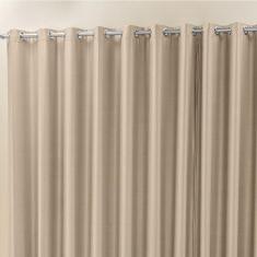 Cortina Madri 4,00M X 2,50M Bege Liso Tecido Semi Blackout Para Sala Quarto