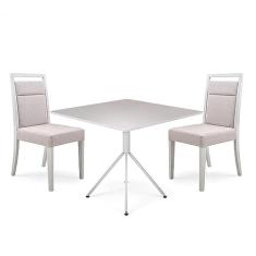 Conjunto Mesa de Jantar com 2 Cadeiras Herval Slim, Off White e Bege
