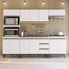 Cozinha Modulada 5 Peças 2 Aéreos 2 Balcões e 1 Torre Quente Margarida Branco